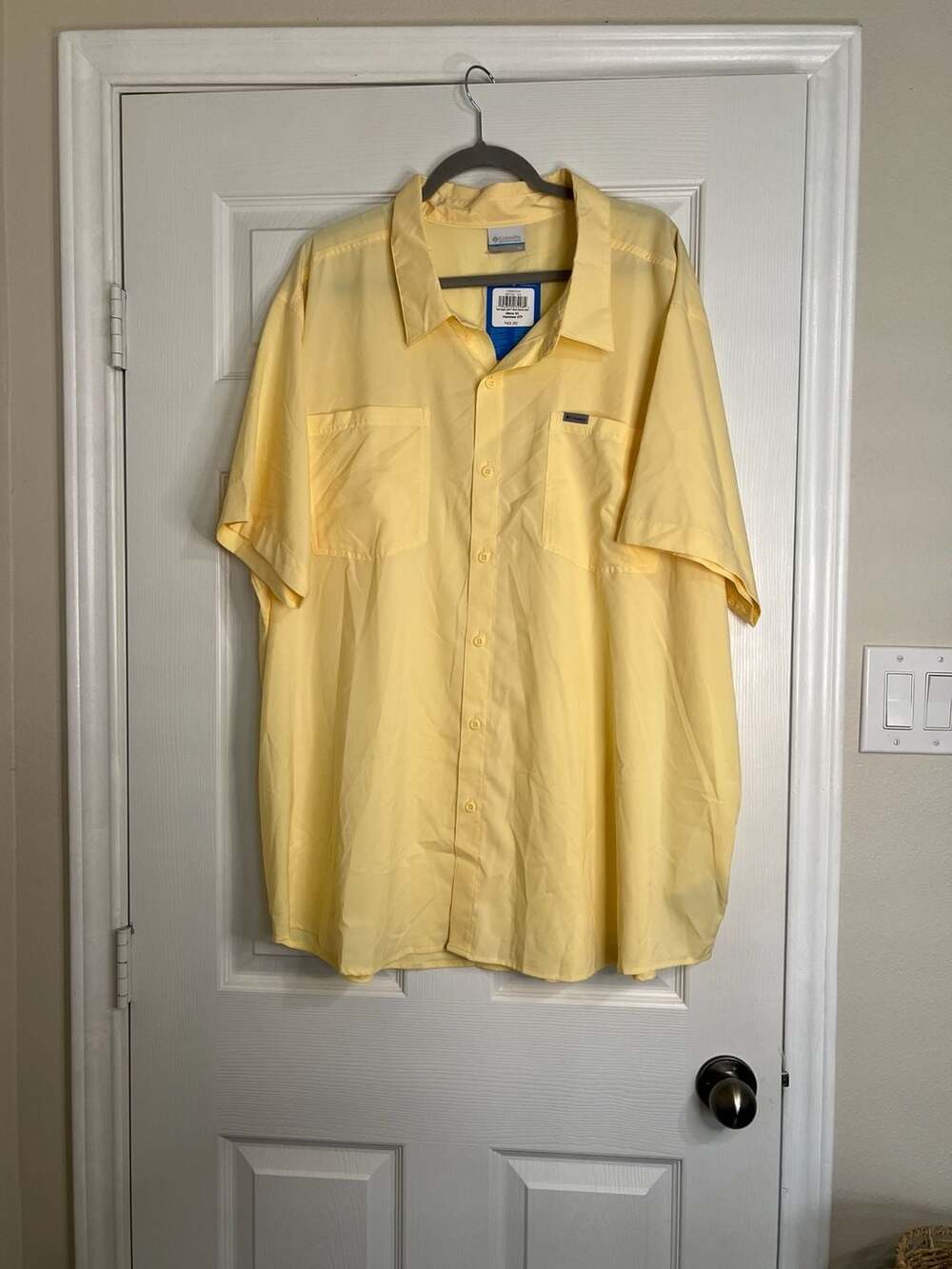 Columbia Red Eagle Lake Short Sleeve Shirt Mens 4X Yellow